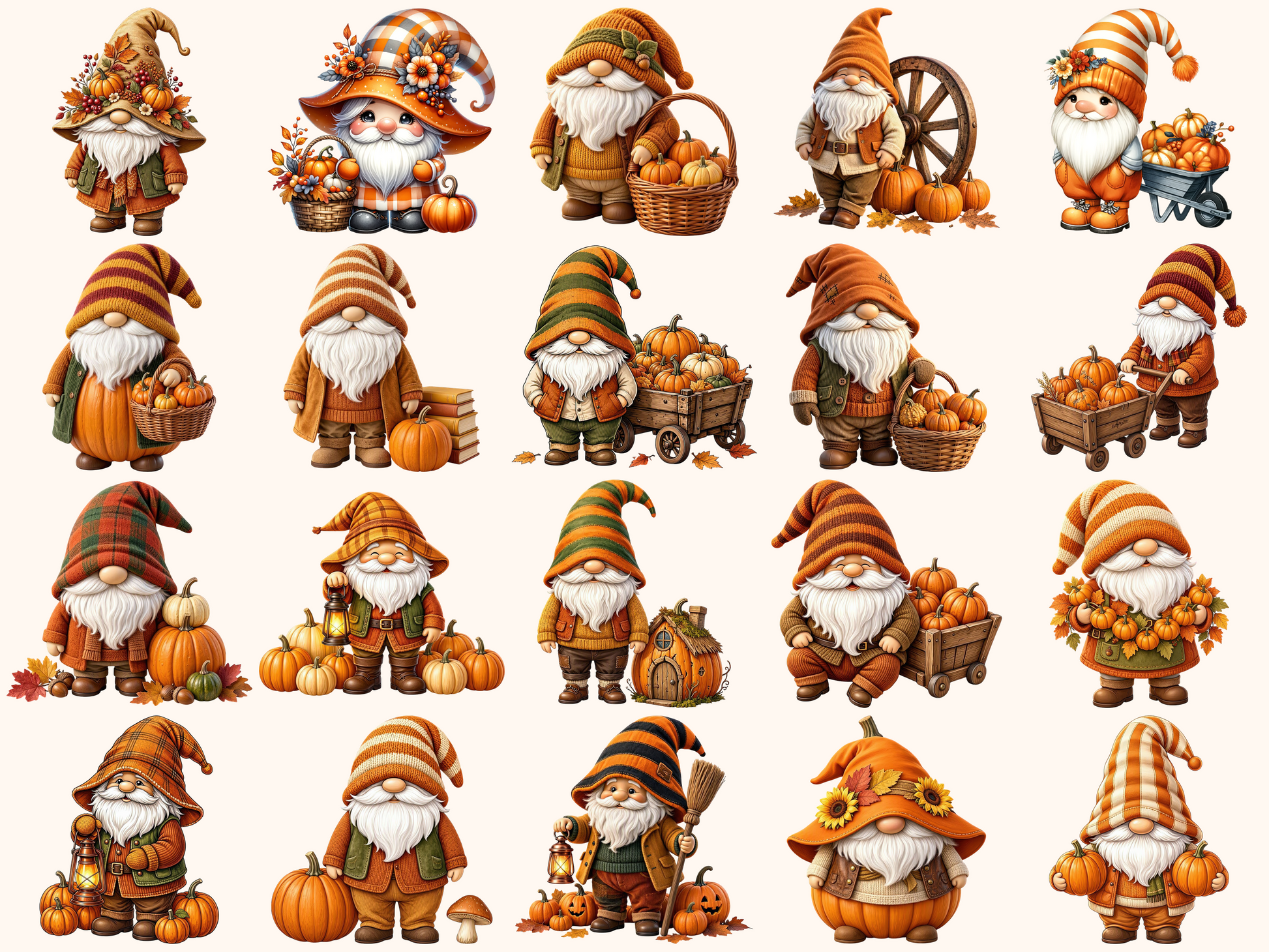 Pumpkin Gnomes Clipart