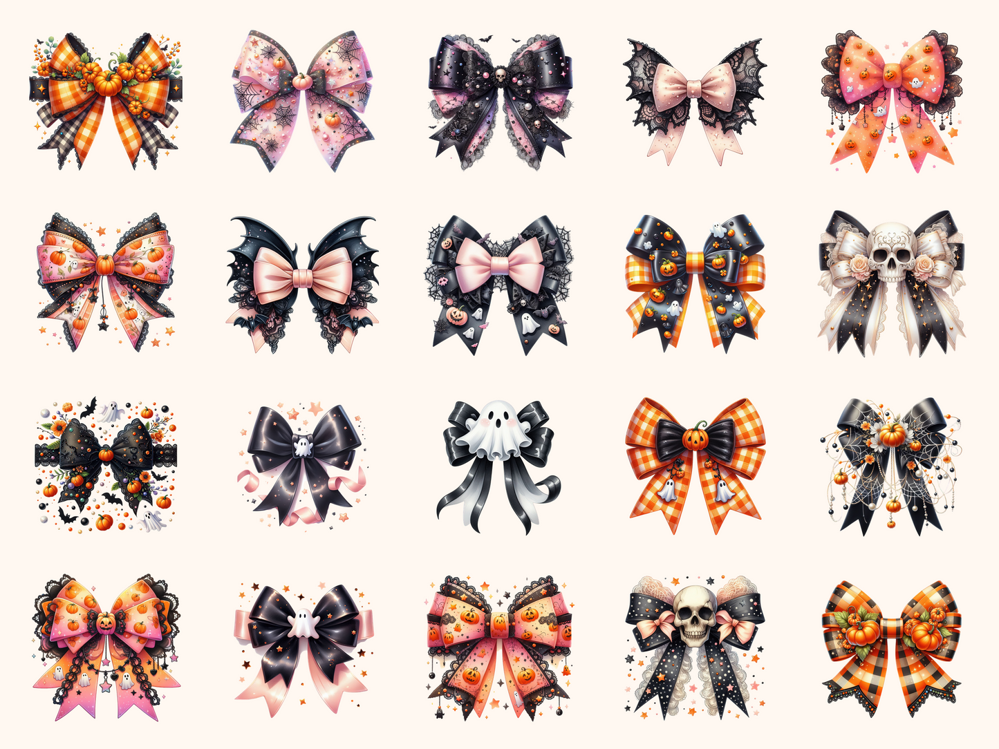 Coquette Halloween Bows Clipart
