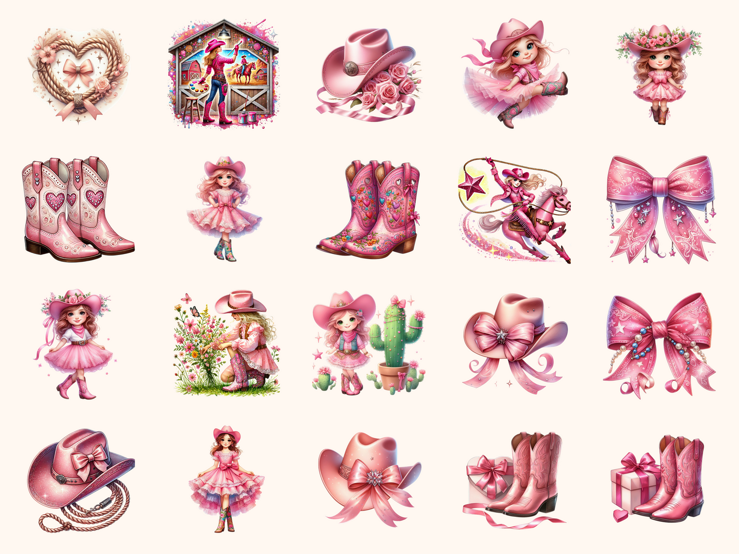 Pink Cowgirls Clipart