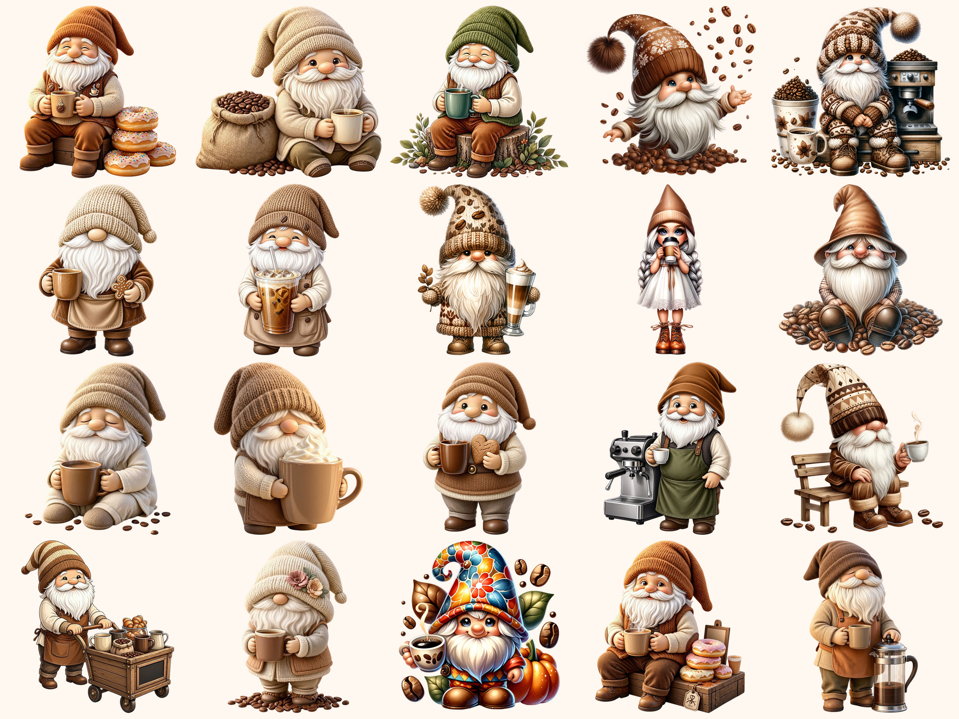 Coffee Gnomes Clipart