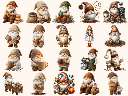 Coffee Gnomes Clipart