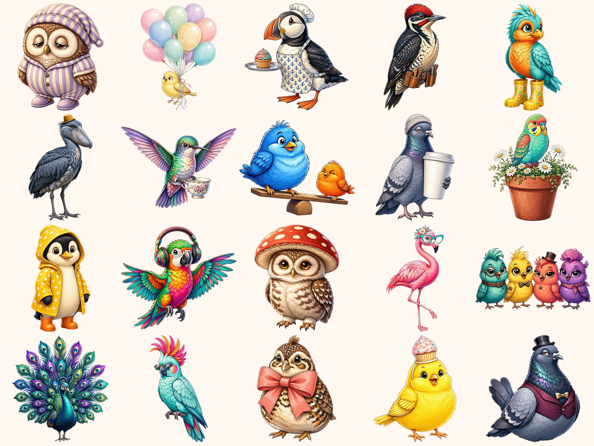 Quirky Birds Clipart