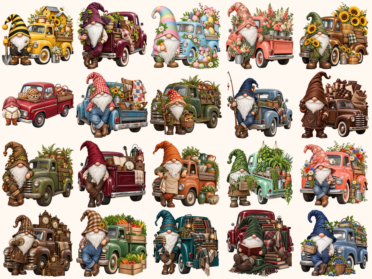 Truck Gnomes Clipart