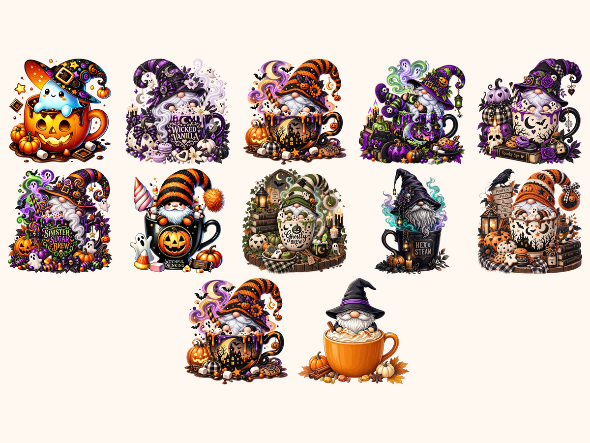 Halloween Cup Gnomes Clipart