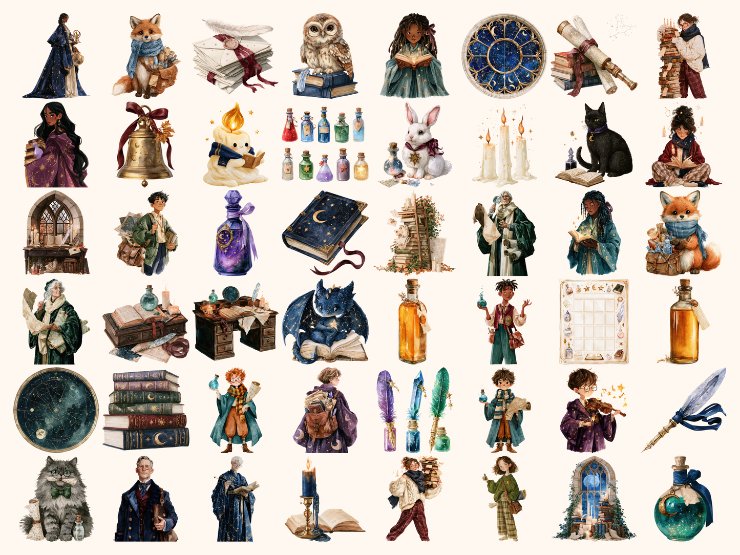 School of Magic Watercolor Clipart