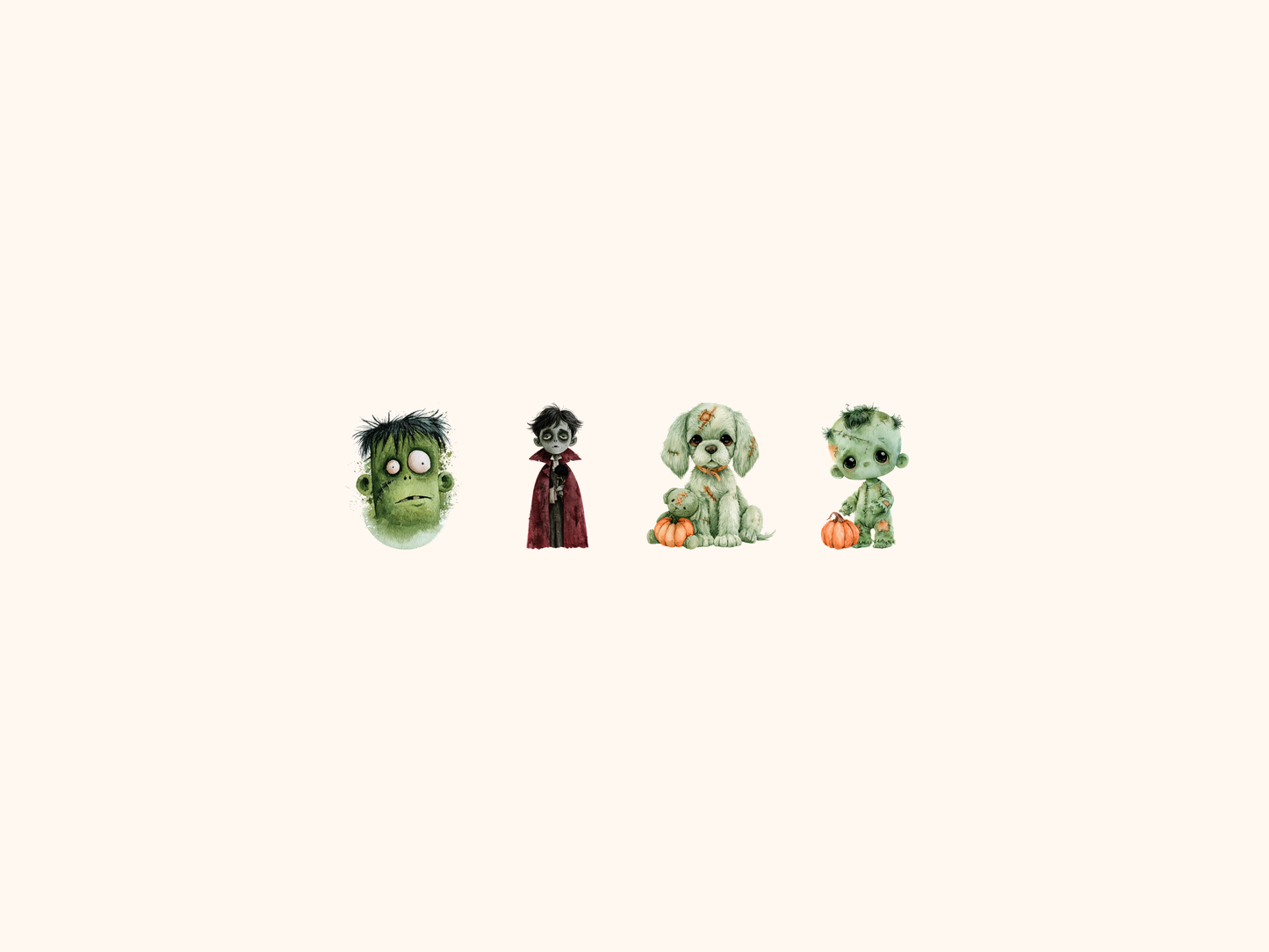 Zombies Watercolor Clipart