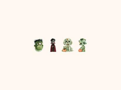 Zombies Watercolor Clipart