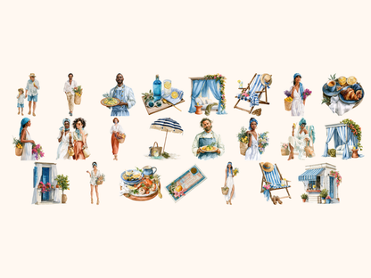Euro Summer Watercolor Clipart