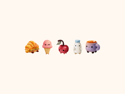 Plushie Food & Drinks Watercolor Clipart