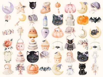 Halloween Baby Shower Watercolor Clipart