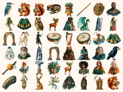 Druids Watercolor Clipart
