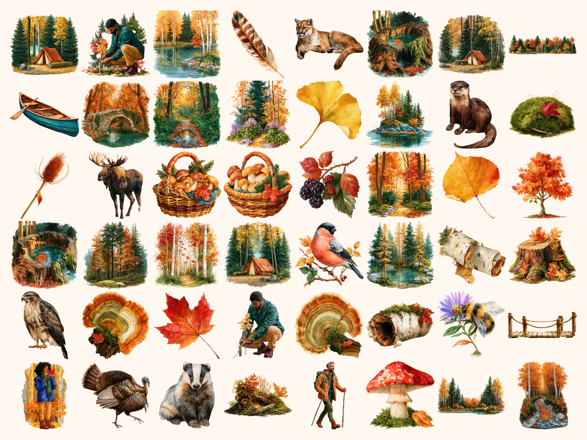 Autumn Forests Watercolor Clipart