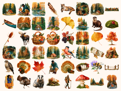 Autumn Forests Watercolor Clipart