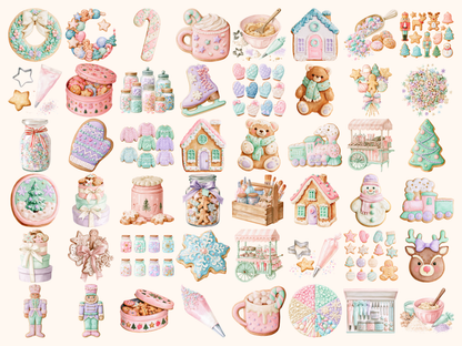 Pastel Christmas Cookies Watercolor Clipart