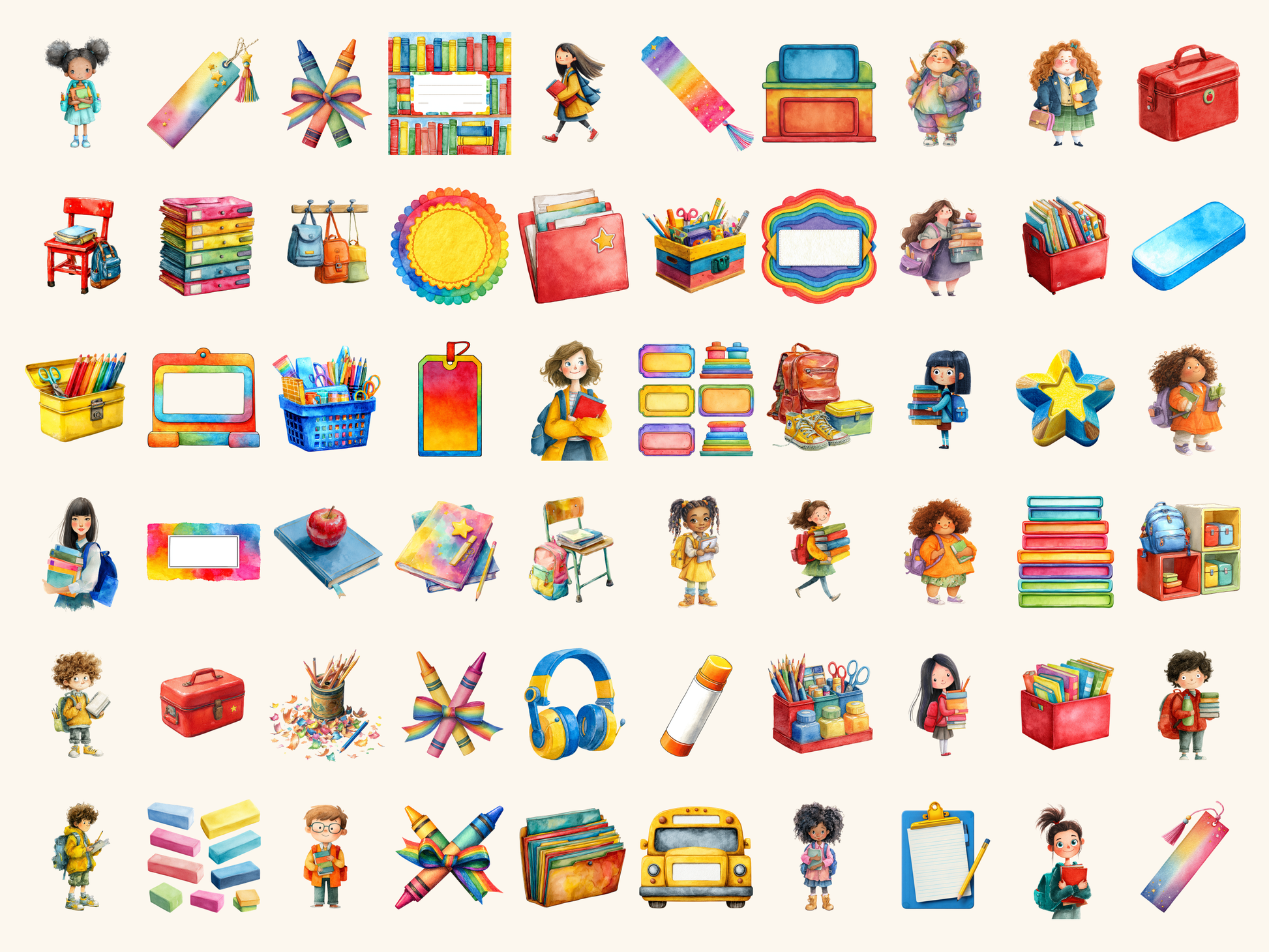 Back to School Watercolor Clipart