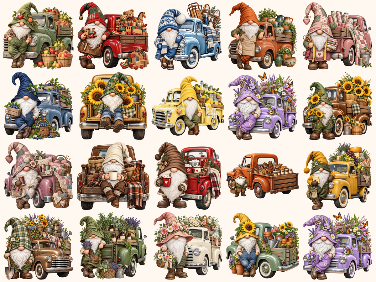 Truck Gnomes Clipart