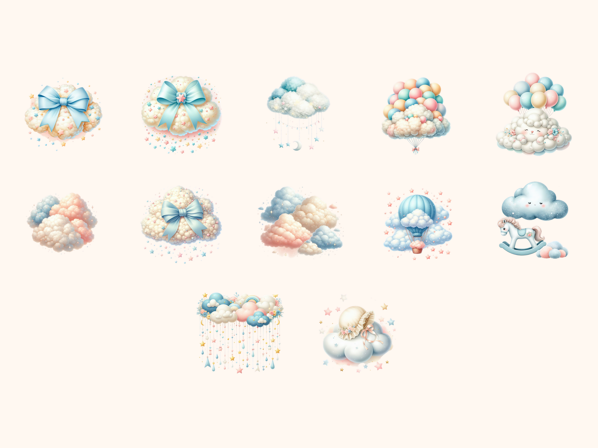 Cloud Nine Baby Shower Clipart