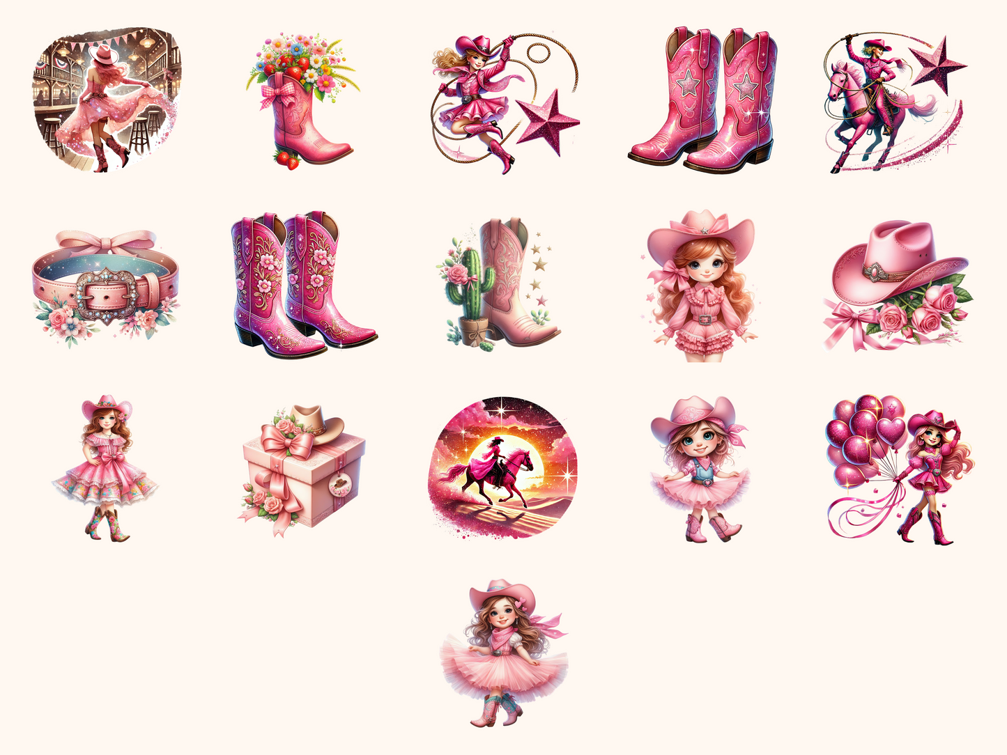 Pink Cowgirls Clipart