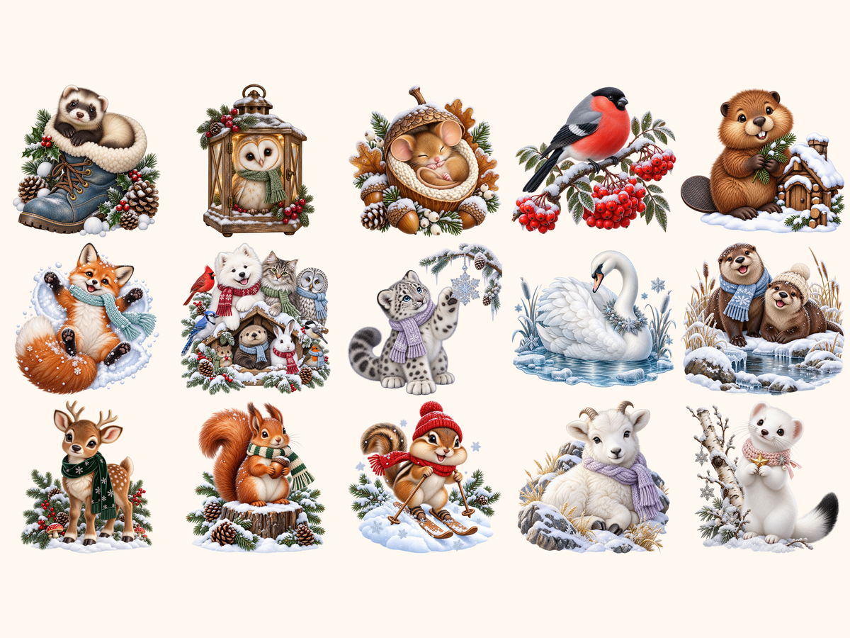 Winter Animals Clipart — listing preview 9