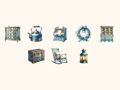 Patina Blue Home Clipart