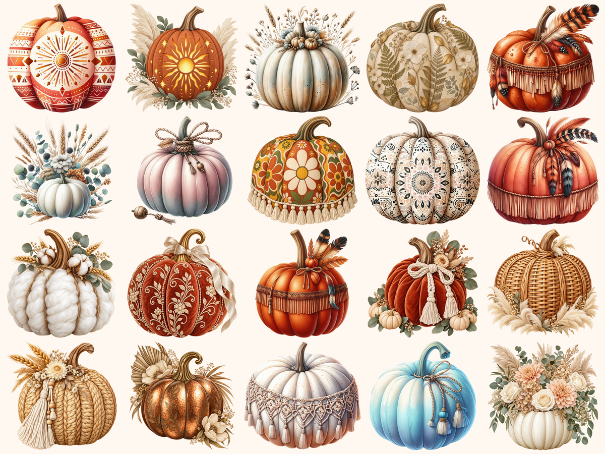 Boho Pumpkins Clipart — listing preview 9