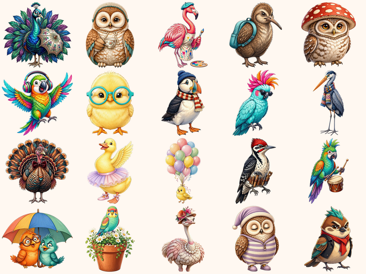Quirky Birds Clipart