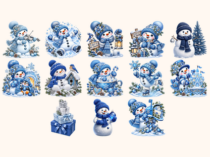 Blue Snowman Clipart