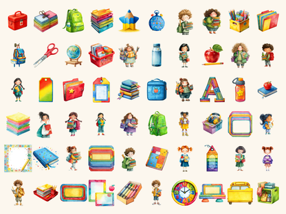 Back to School Watercolor Clipart