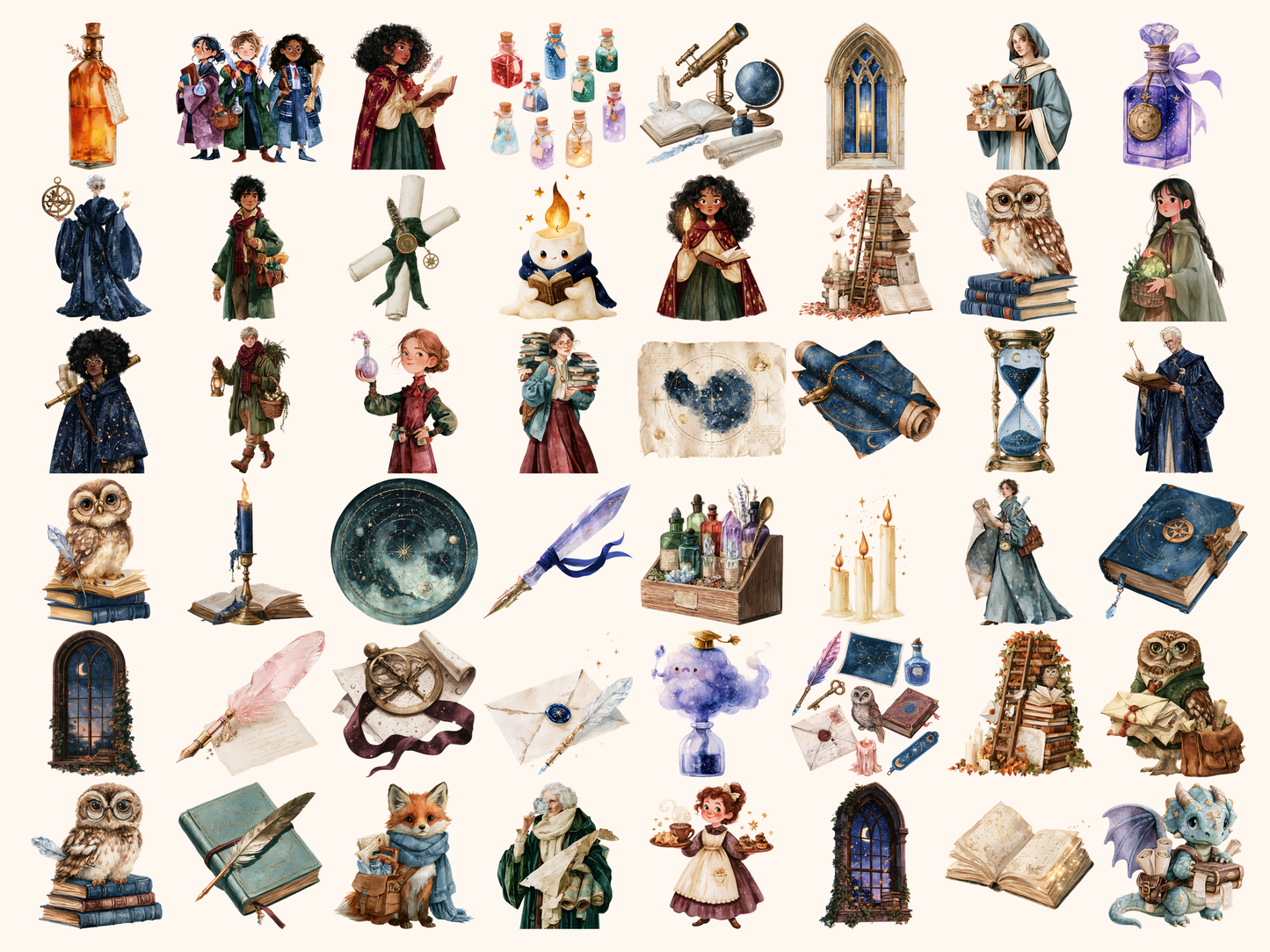 School of Magic Watercolor Clipart