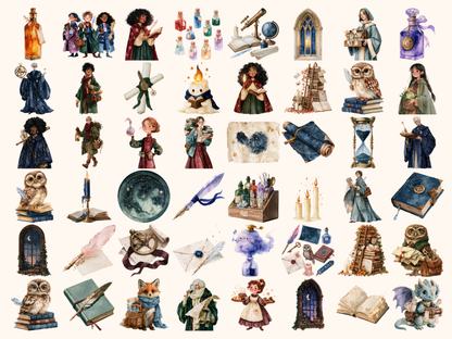 School of Magic Watercolor Clipart