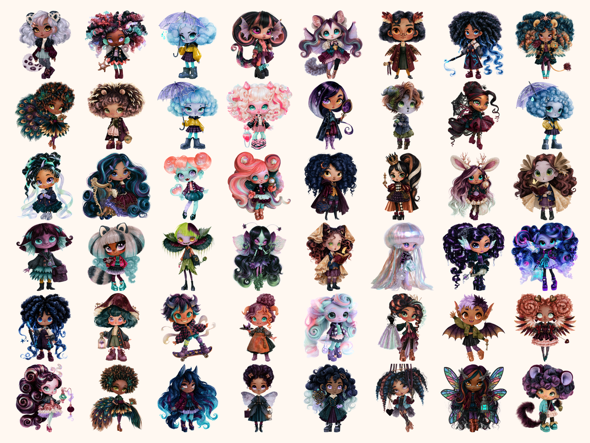 Spooky Chibi Academy Watercolor Clipart — listing preview 9