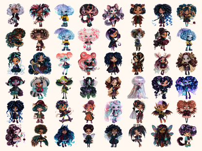 Spooky Chibi Academy Watercolor Clipart — listing preview 9