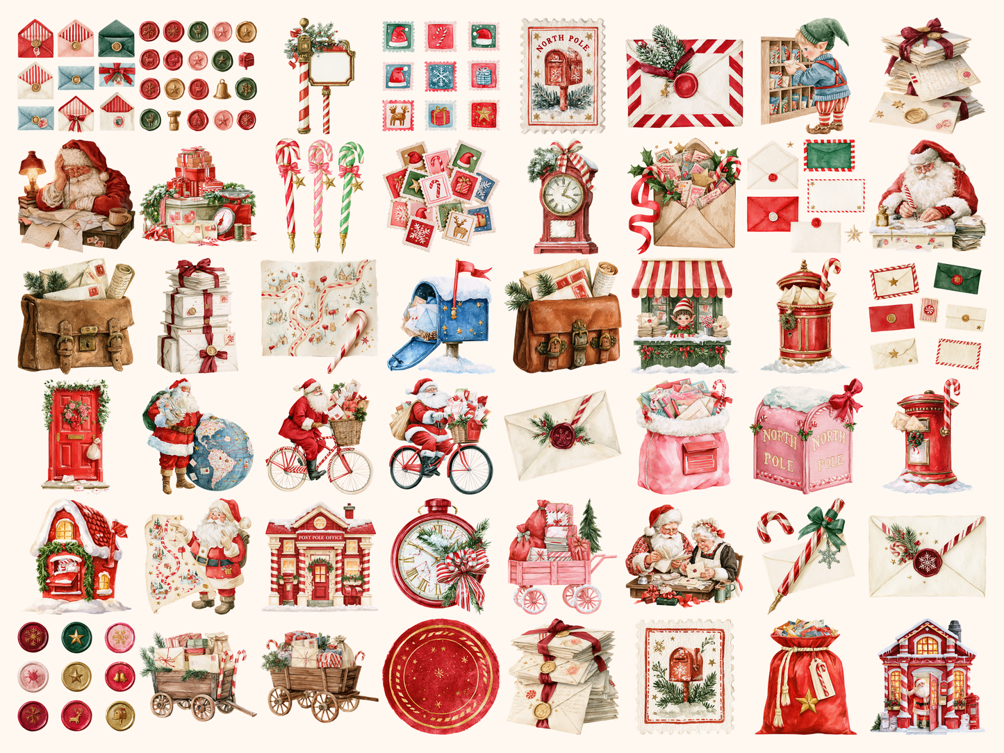 Santa’s Post Office Watercolor Clipart