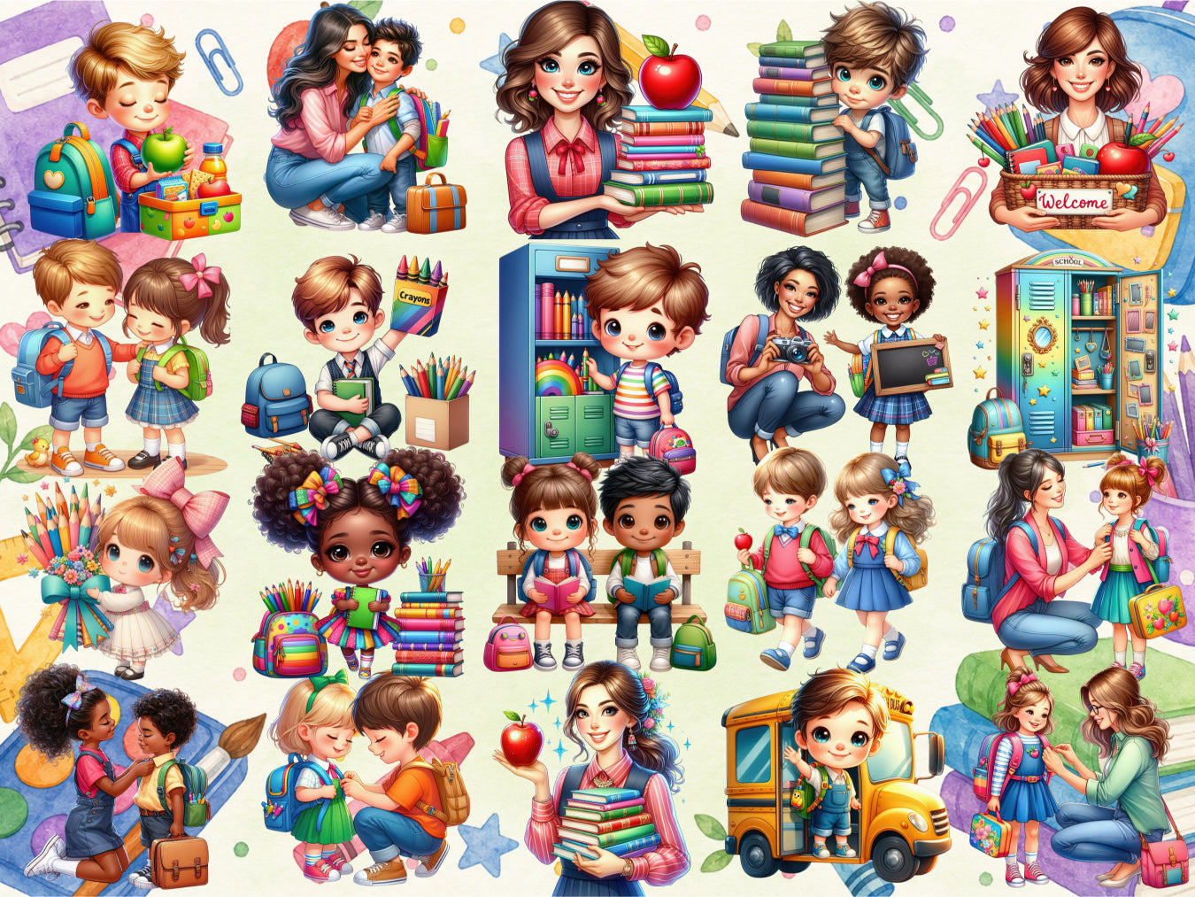 Back To School Cuties Clipart (LIMITED EDITION BUNDLE) image 2