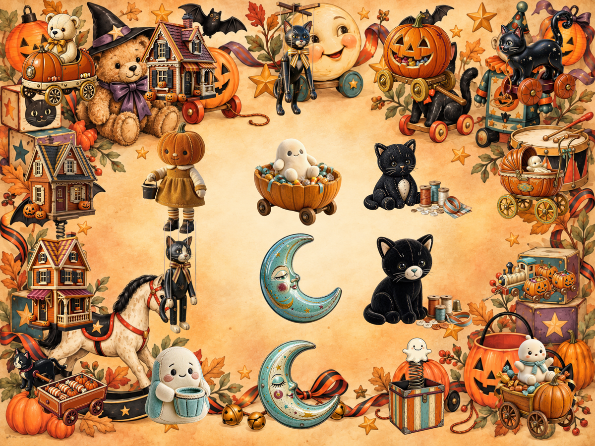 Vintage Halloween Toys Clipart (LIMITED EDITION BUNDLE) image 6