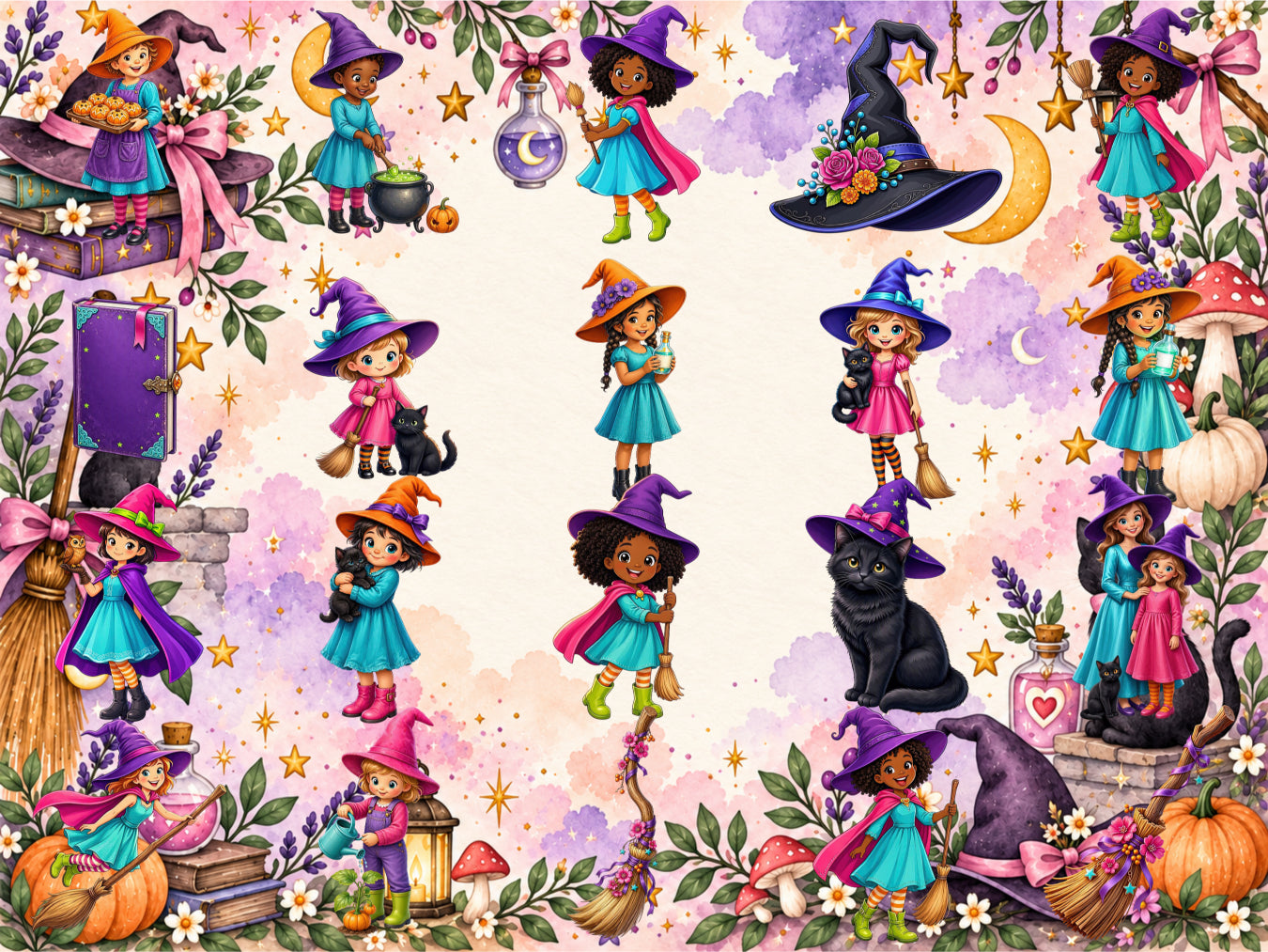 Little Witch Friends Clipart (LIMITED EDITION BUNDLE) image 7