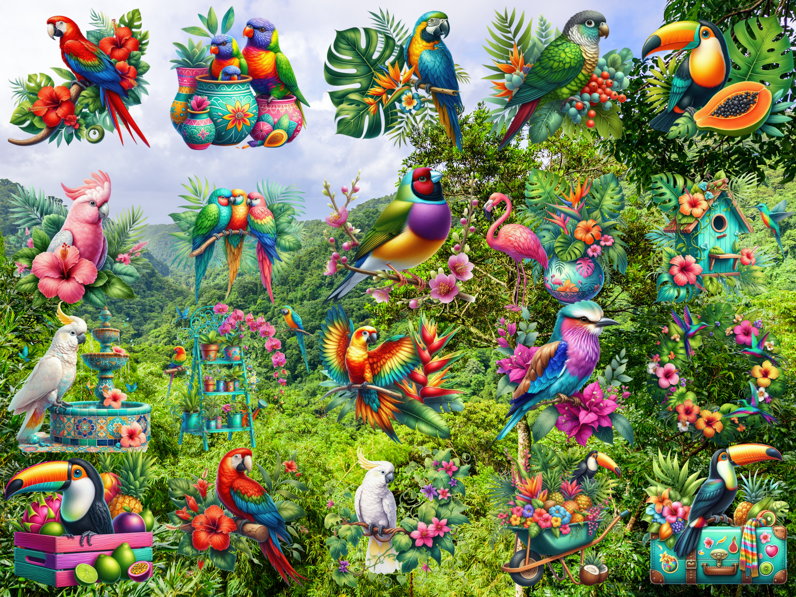 Tropical Bird Garden Clipart (LIMITED EDITION BUNDLE) image 4