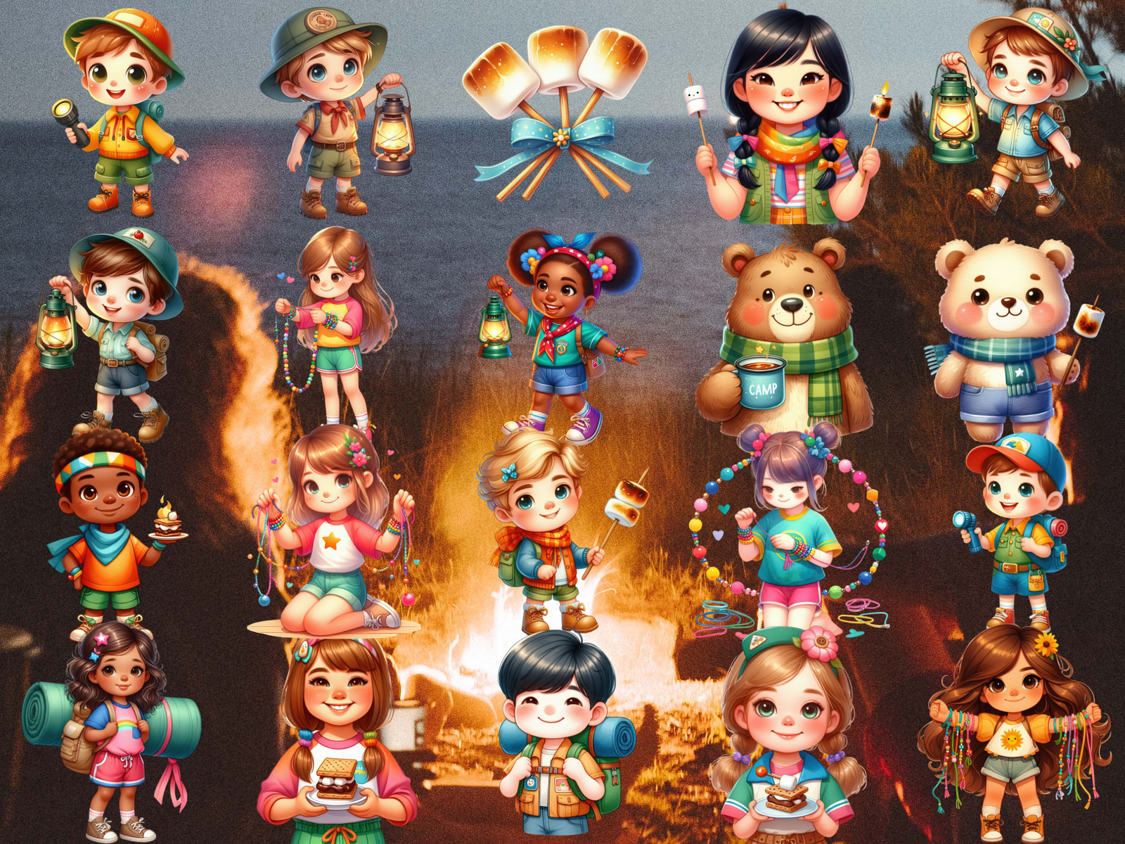 Summer Camp Friends Clipart (LIMITED EDITION BUNDLE) image 6