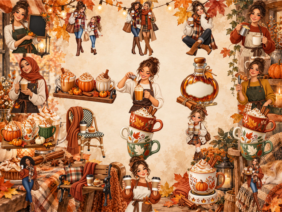 Pumpkin Spice Cafe Clipart (LIMITED EDITION BUNDLE) image 3