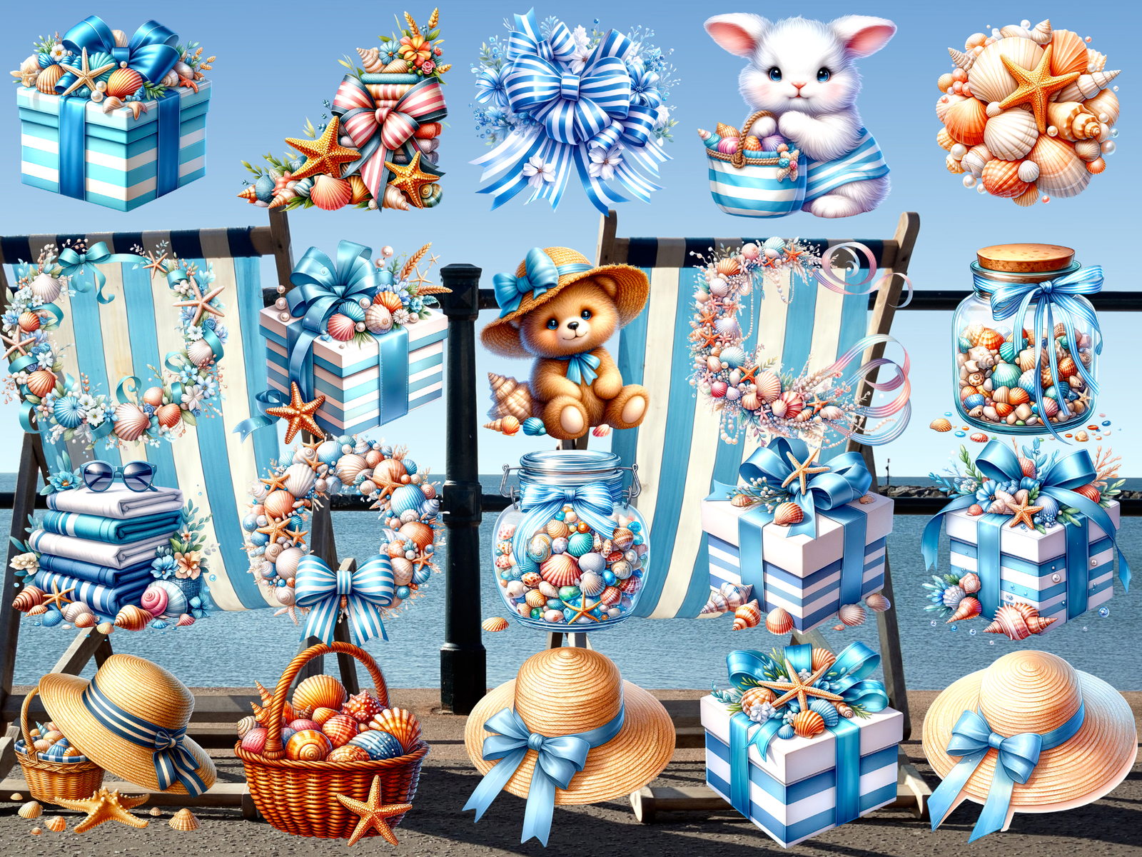 Seashells & Stripes Clipart (LIMITED EDITION BUNDLE) image 4