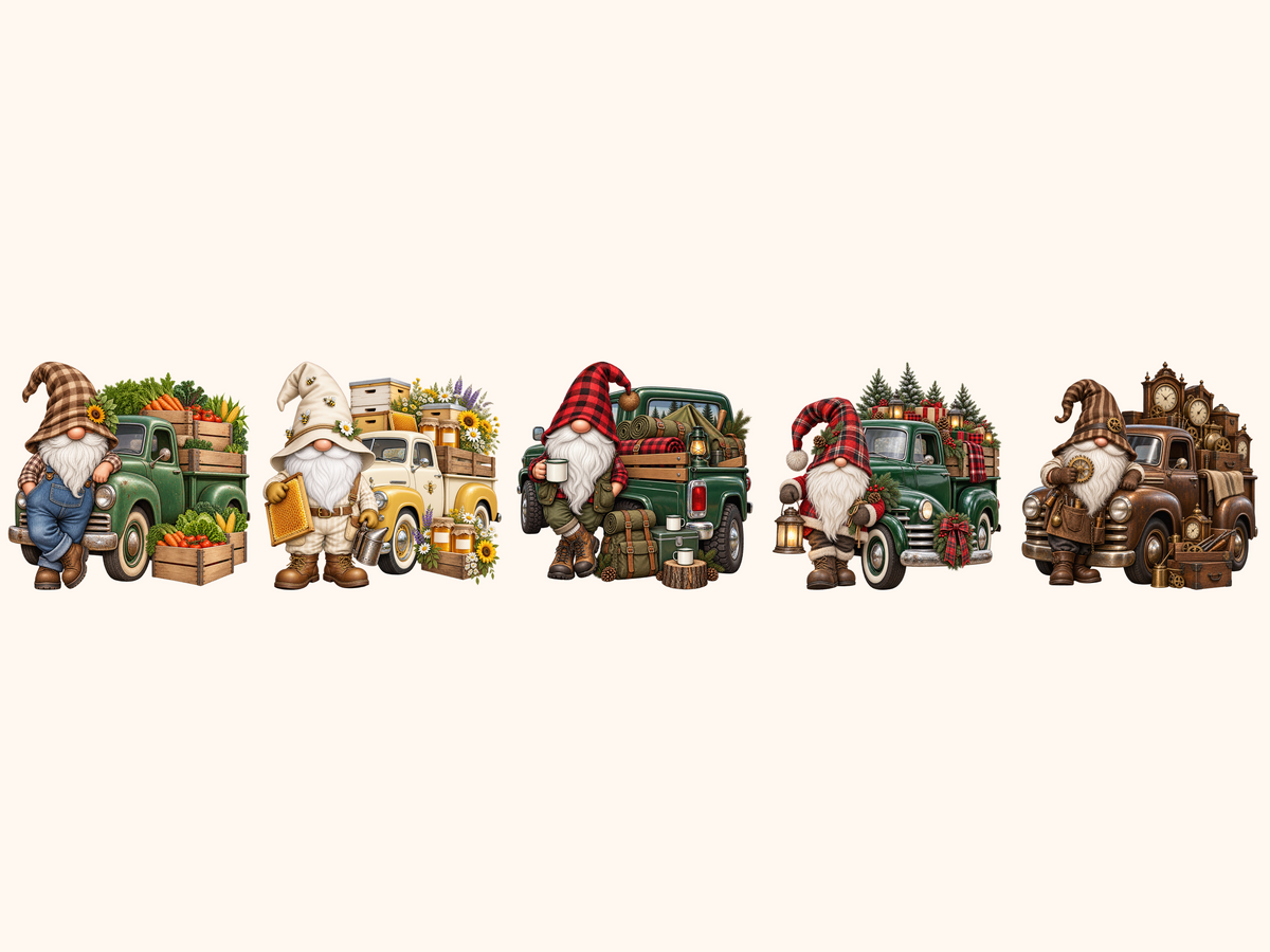 Truck Gnomes Clipart