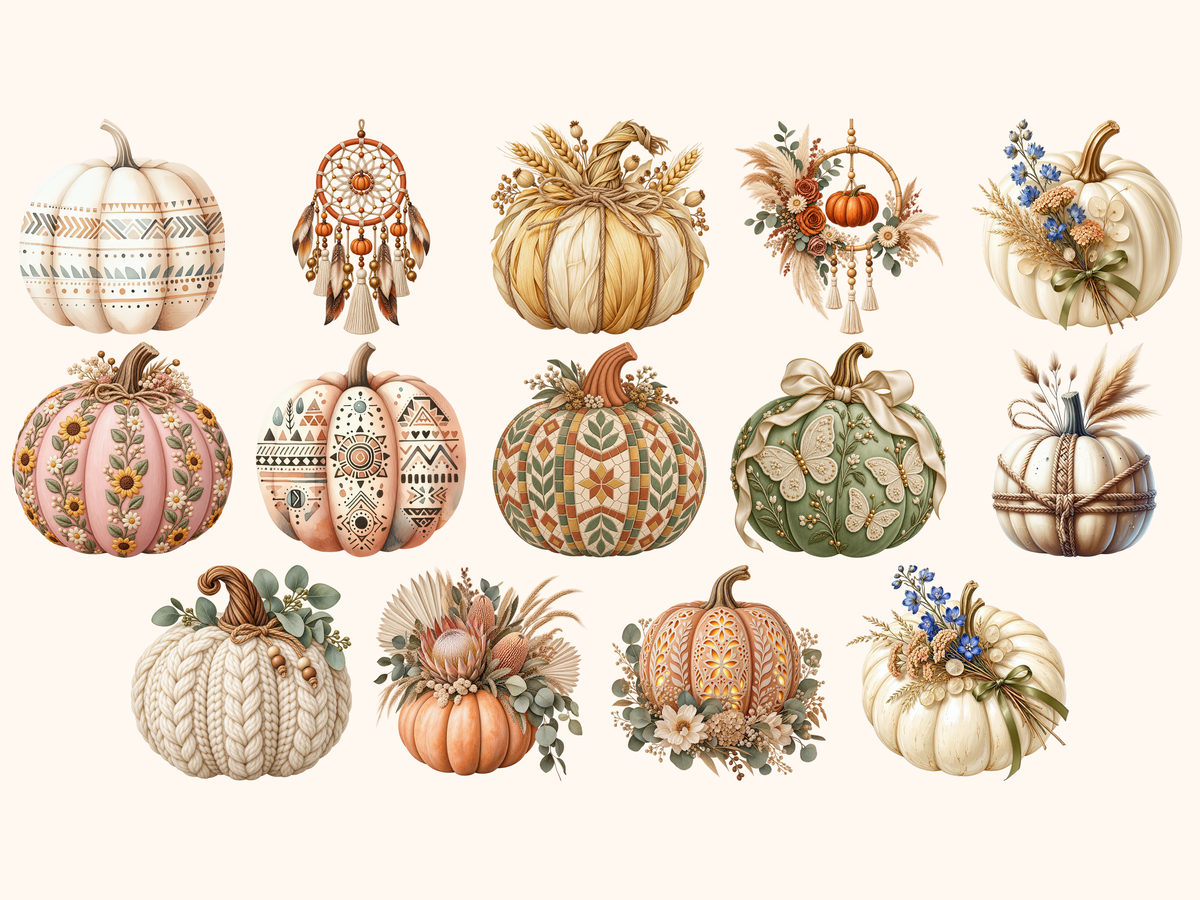 Boho Pumpkins Clipart — listing preview 10