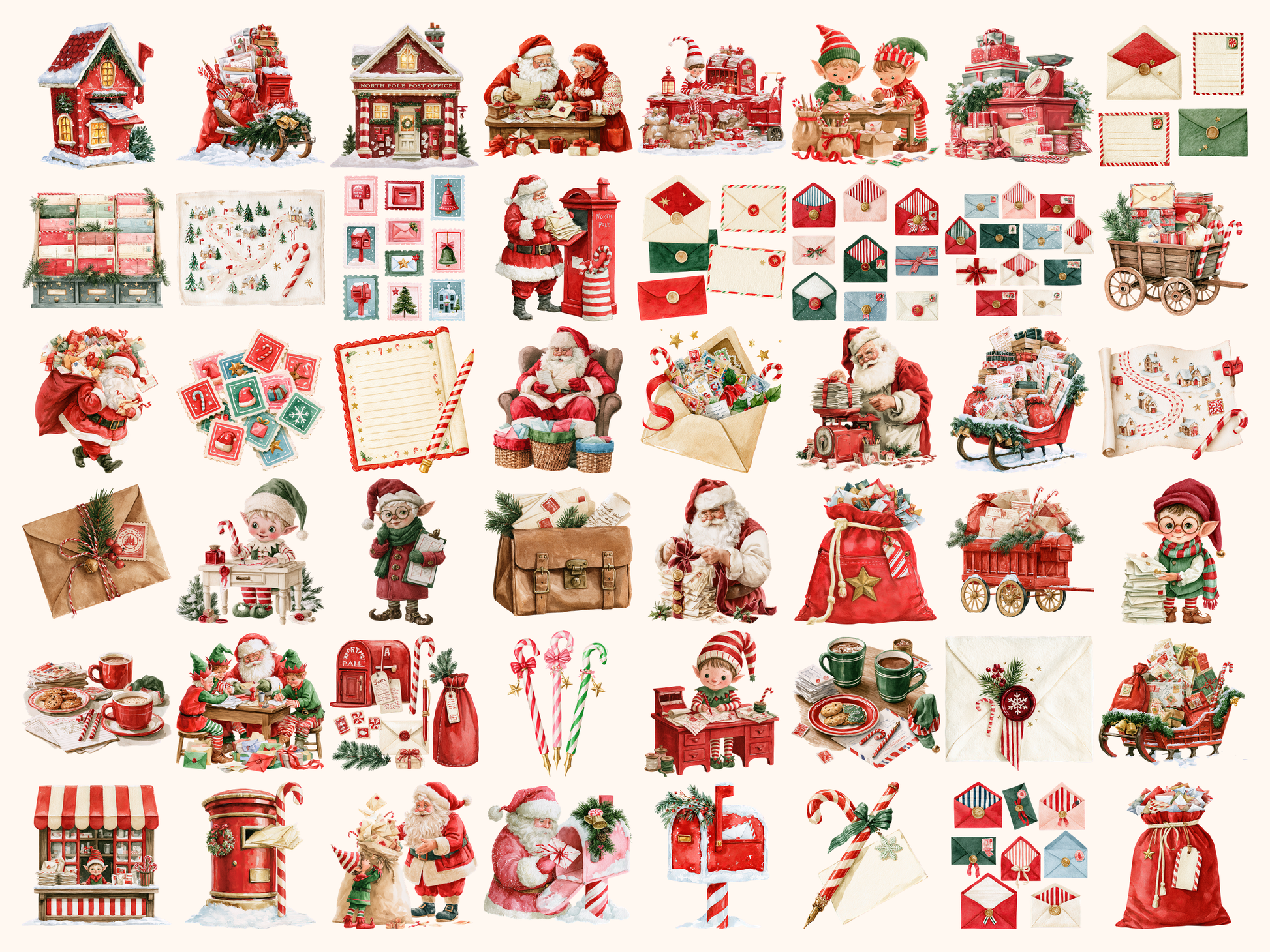 Santa’s Post Office Watercolor Clipart