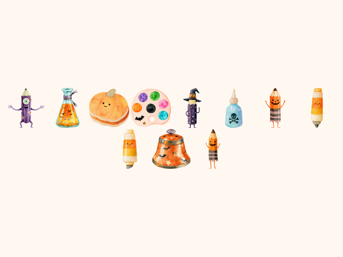 Halloween School Watercolor Clipart