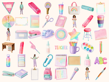 Pastel Teacher Watercolor Clipart