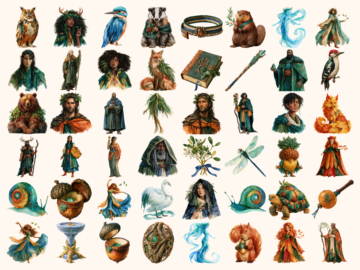 Druids Watercolor Clipart