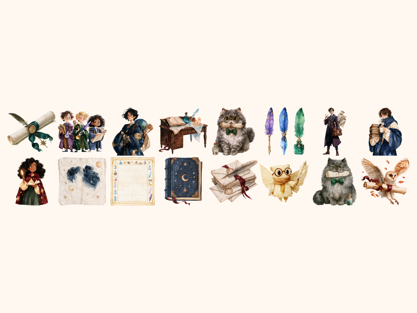 School of Magic Watercolor Clipart