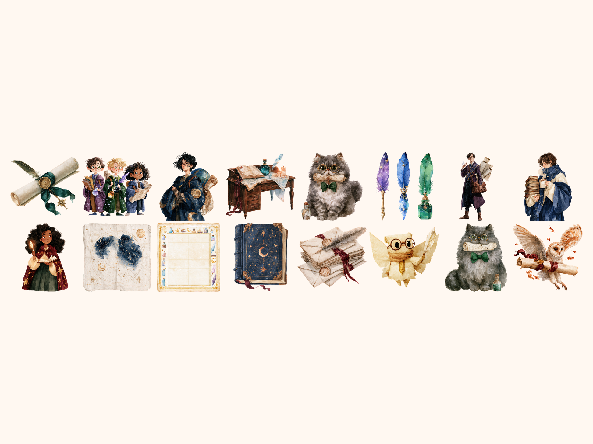 School of Magic Watercolor Clipart