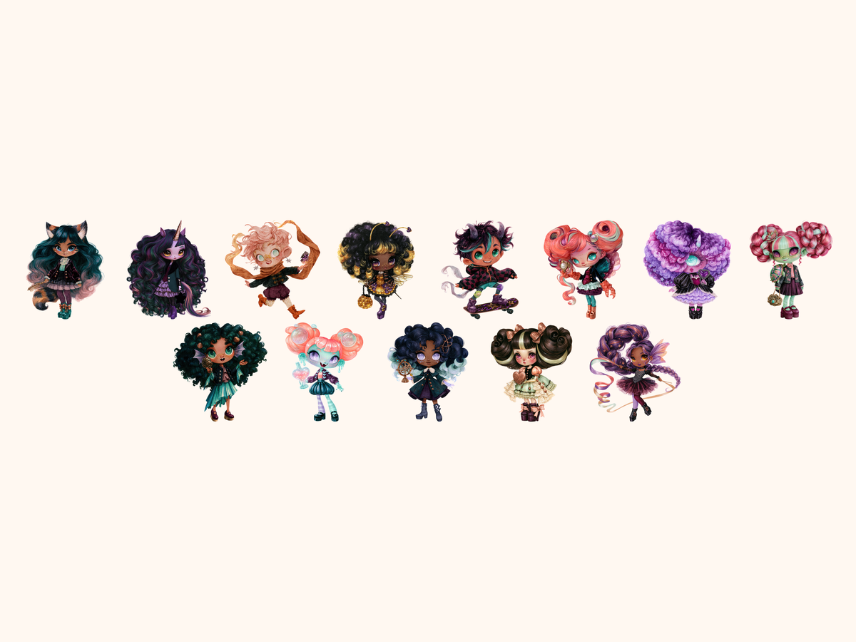 Spooky Chibi Academy Watercolor Clipart — listing preview 10