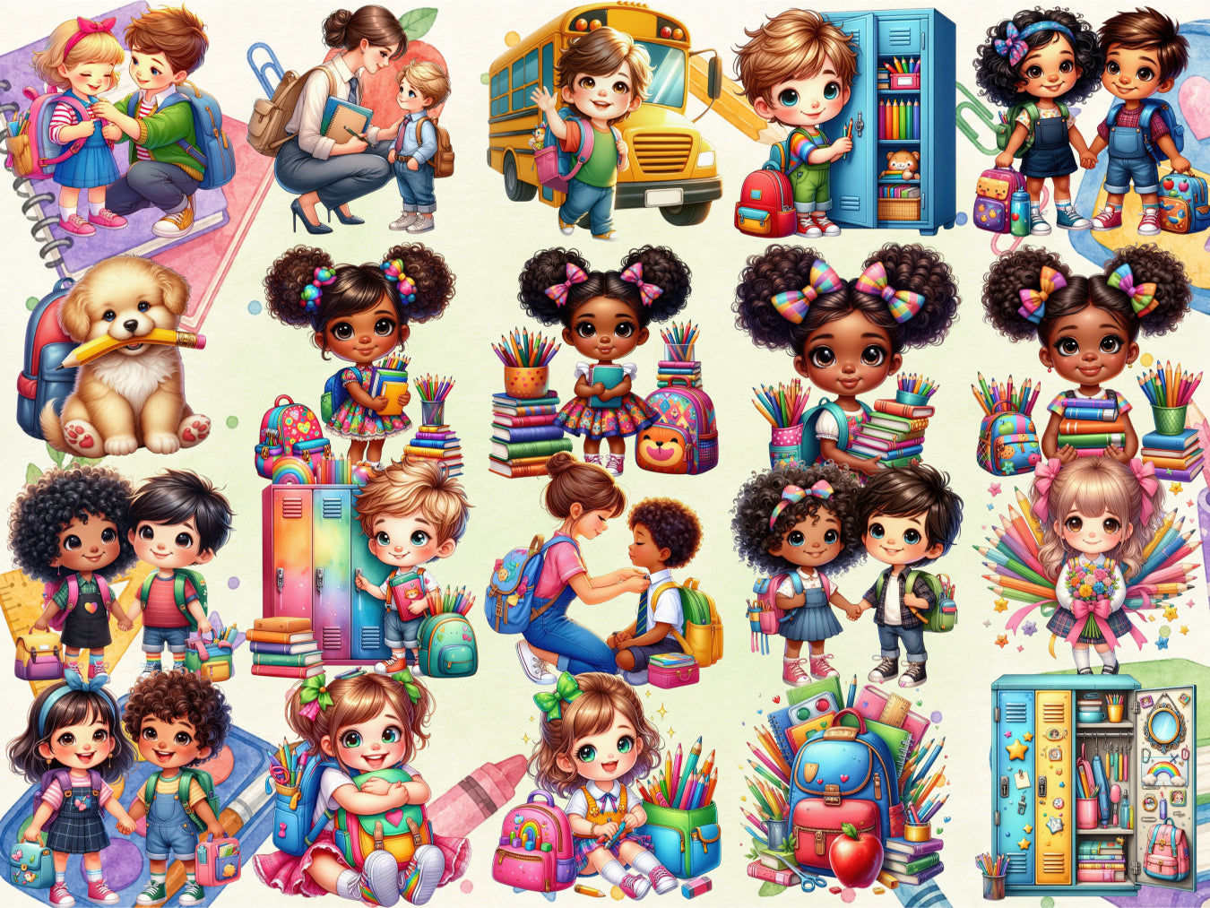 Back To School Cuties Clipart (LIMITED EDITION BUNDLE) image 3